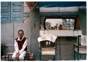 Man waits for customer